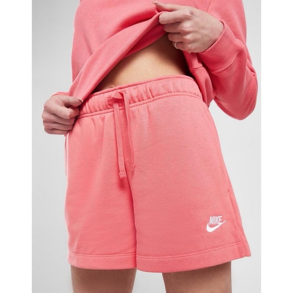 Nike Pants - Nike Womens Sportswear Club Fleece Mid Rise Shorts, Sea Coral/White, Size L